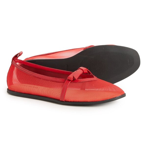 Free People Bow Mania  Leather Flats Ballet Shoes in Red NIB NEW Sz 9 $98 MSRP - Picture 2 of 10